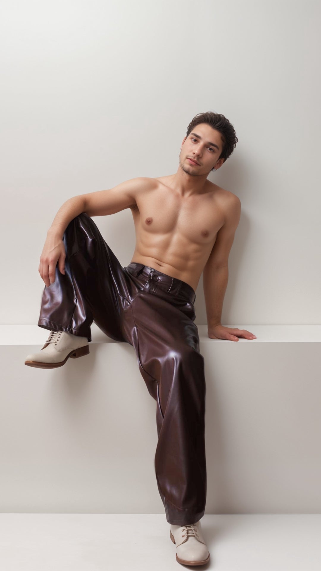 Unisex Brown Leather Pants